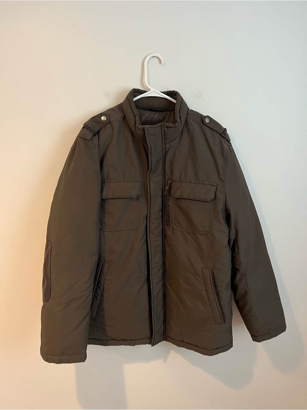 Cole Haan Men’s Lined Puffer Coat Jacket Large Dark Green
